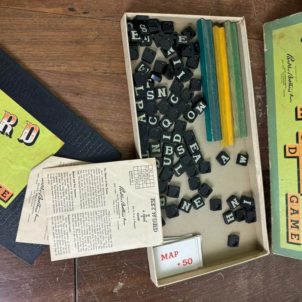 Vintage 1953 Parker Brothers Inc Keyword A Cross‎ Word Game - Incomplete